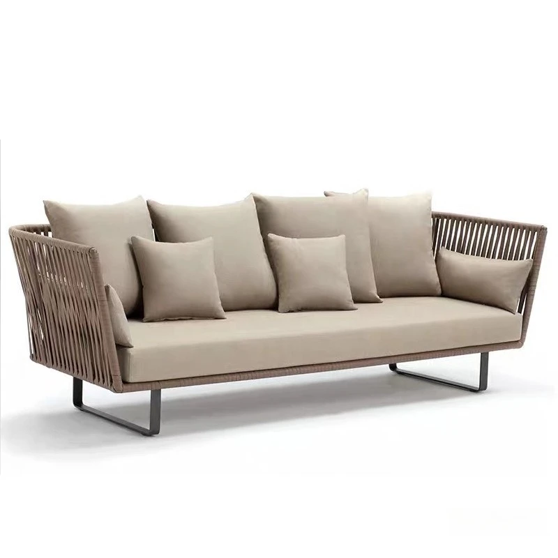 Outdoor Rattan Sofa Set Waterproof 3-Seater with Chair and Coffee Table for Courtyard Balcony Terrace Leisure Furniture