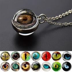 Dragon Evil Eyes Necklaces Animal Eagle Eye Double Sided Glass Ball Pendant Necklace for Men Women Dinosaur Eyes Fashion Jewelry