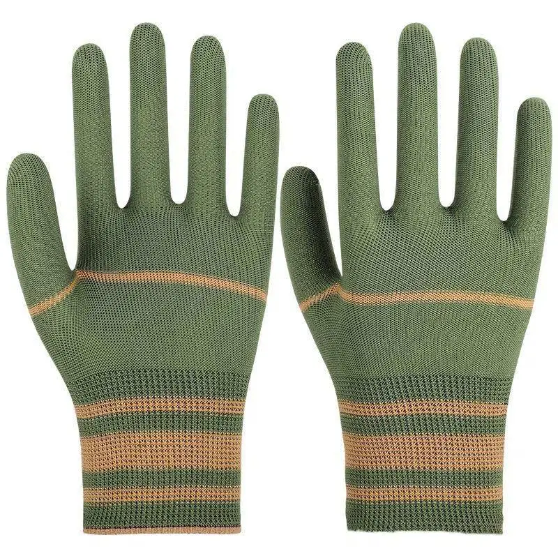 12 Paar Nylon-Arbeitshandschuhe, rutschfest, abriebfest, für Sicherheit und Schutz, geeignet für Männer und Frauen, für den Einsatz im Baugewerbe, in Lagerhallen und in der Industrie. – Detail 2