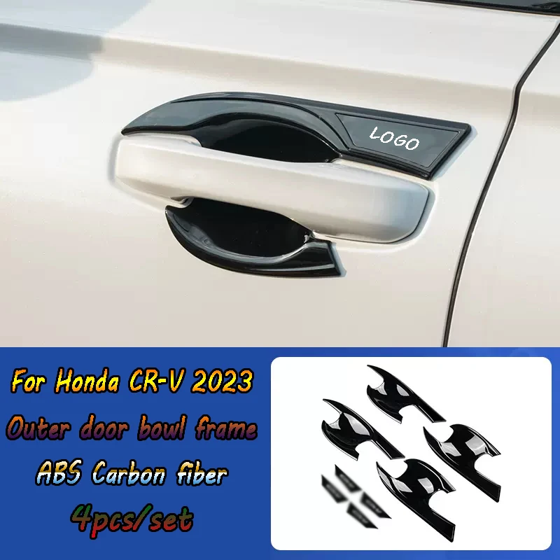 for Honda CRV 2023 carbon fiber/shiny black/silver car exterior decoration, ABS material exterior door bowl frame, 4 pieces/set