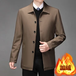 2024 High-quality Middle-aged Men's Jacket Loose Casual Spring and Autumn Clothing Middle-aged Dad Coat Single-row Button Jacket