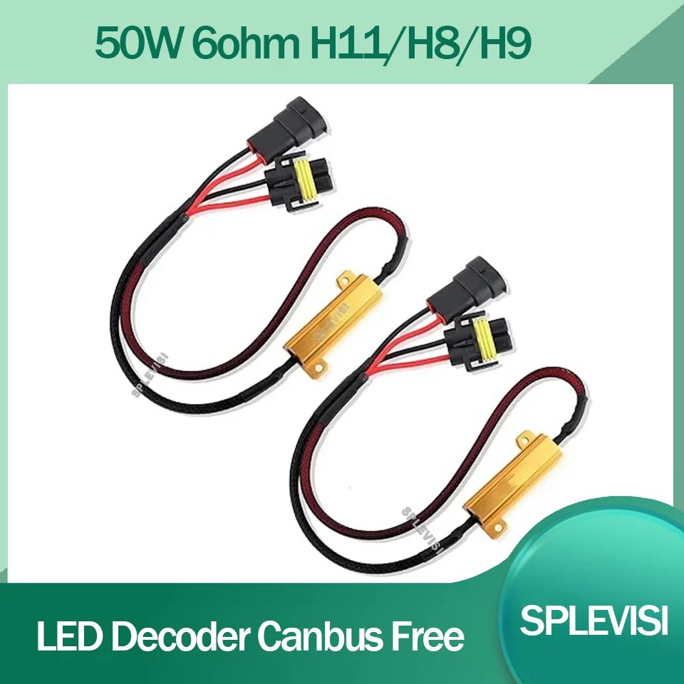 2x H11 LED Headlight Fog DRL Bulbs Canbus Warning Load Resistor Wiring Canceller Decoder Canbus Decoder Anti Flicker