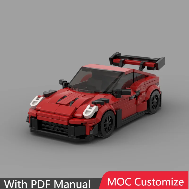 

350 шт. MOC на заказ, креативный красный гоночный автомобиль, модульные строительные блоки, модель, обучающая сборная игрушка для мальчиков, рождественские подарки