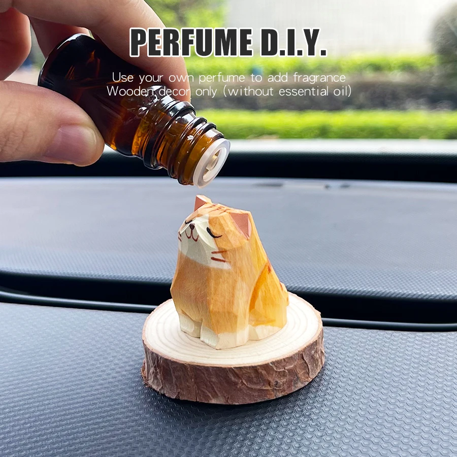 No perfume Wooden cute kitty cat dog home decorations desktop living room car small ornaments accessories aroma diffuser women