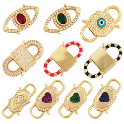 Trendy Heart Gem Style Twin Lock Jewelry Clasp Handmade Jewelry Findings,Evil Eye Micro Pave Zircon Jewelry Supply L20 S64