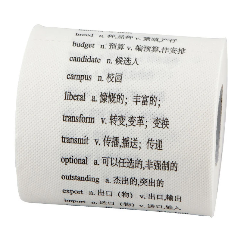 1PC Creative English Words Toilet Paper Roll Paper Towel Tenacity Durable Funny Printed Toilet Paper Bathroom Accessories