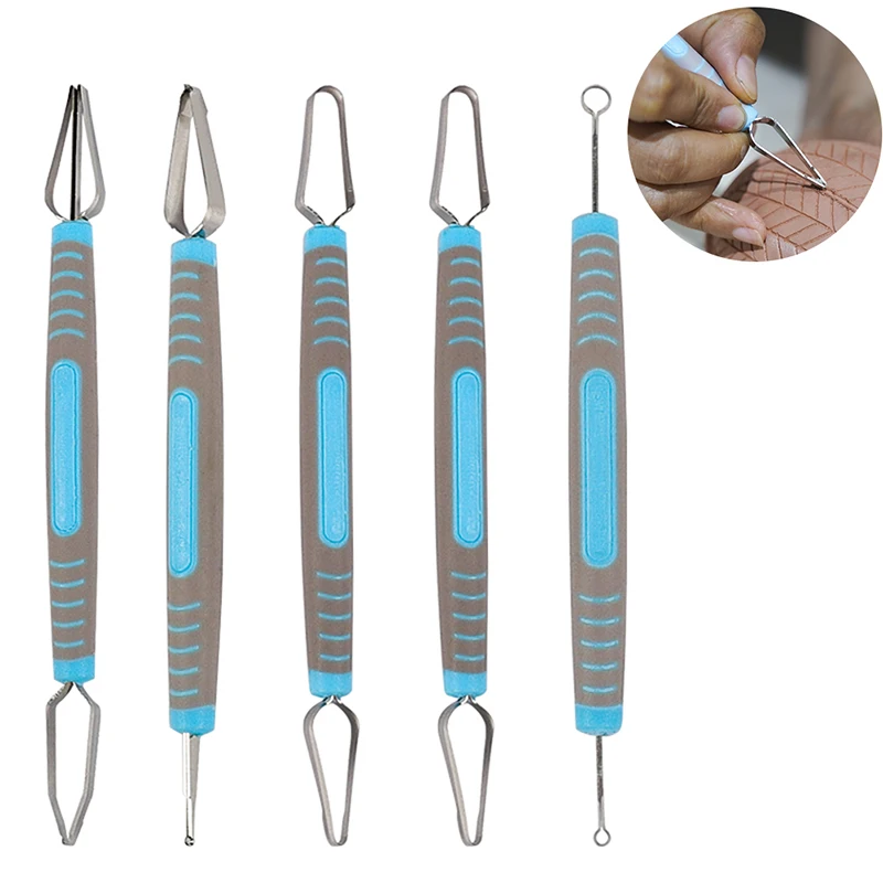 Pottery Texture Tool Carving Knife Handmade DIY Plastic Handle Double Head Ring Carving Knife Clay Fine Carving Tool