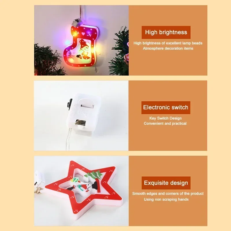 Veilleuse décorative de dessin animé créatif pour la maison, lampe du père Noël mignonne, batterie bouton intégrée, lumières d'arbres de Noël, cadeau