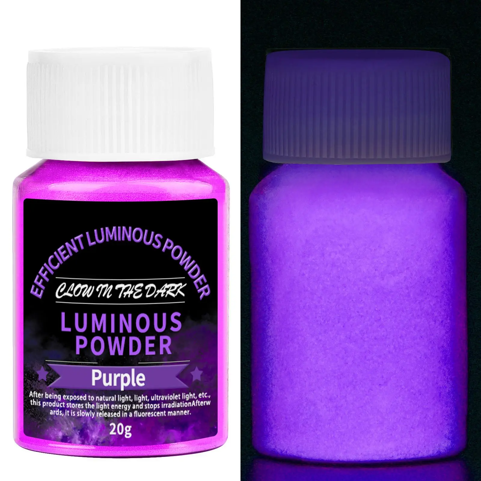 20 g langlebiges, helles, leuchtendes Pulver, Farbe, Epoxidharz-Pigment, leuchtet im Dunkeln, fluoreszierendes Pulver, DIY-Schmuckherstellung, Füllstoff