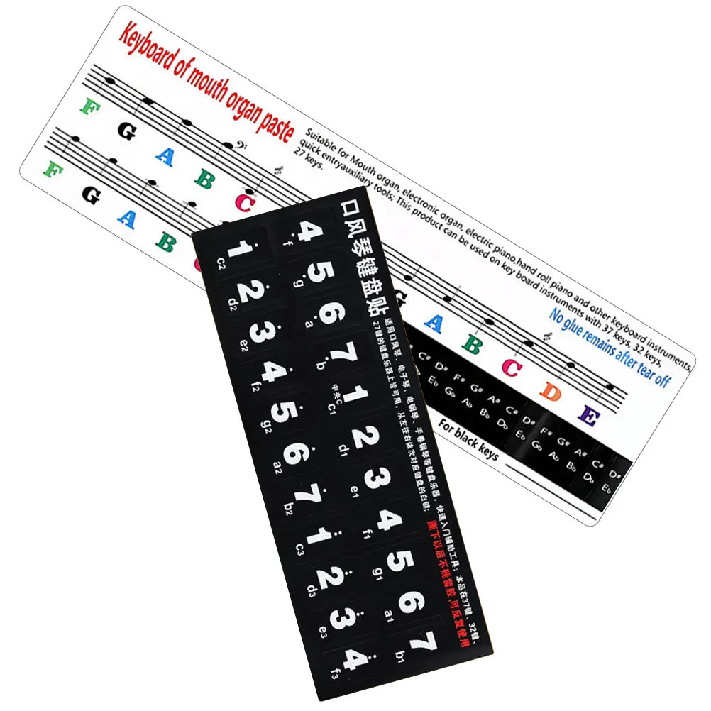 2Pcs Melodica Keyboard Stickers Premium Self-Adhesive Pitch Labels for Beginners Practice Easy Removal No Residue Melodica