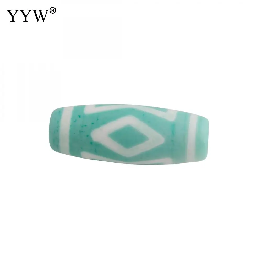 30x11mm 3mm Hole Drum Shape Stone 1pc Jade Green Natural Tibetan Agate Dzi Beads For Women Buddhist Jewelry Making Accessories