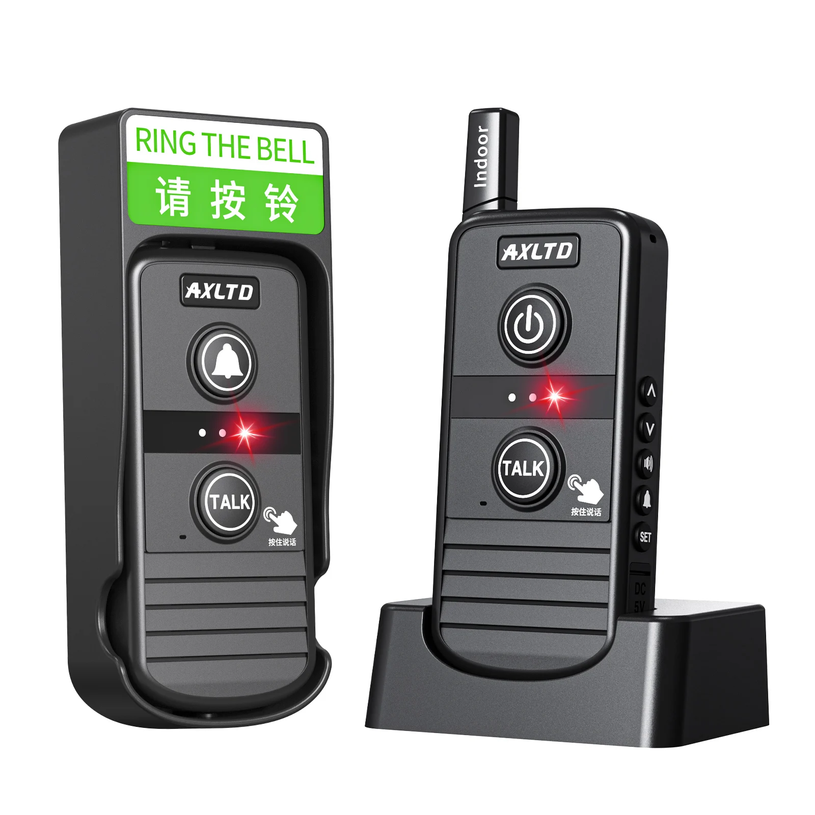 

Wireless Doorbell Intercom System 1500m Range Waterproof Rechargeable with 3 Volume Levels & 20 Ringtones for Home Or Classroom