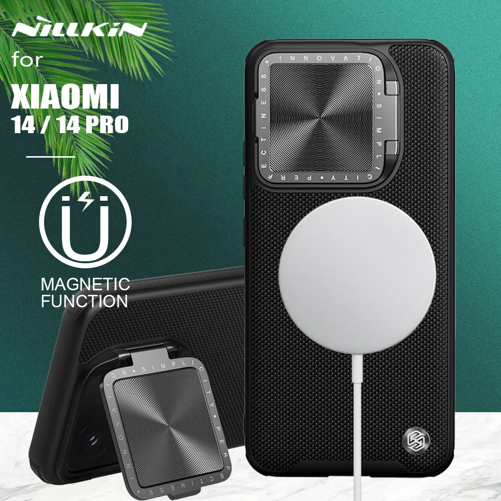 

Чехол для Xiaomi Mi 14/14 Pro 5G с текстурированной опорой для камеры Nillkin и подставкой, магнитный чехол для Xiaomi 14 Pro, крышка объектива