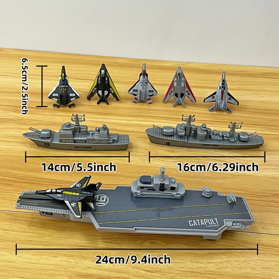 Warship Launcher (Capable of Launching Aircraft) Carrying 6 Fighter Jet Cruiser Models, CHILDREN'S Toy Boy, Holiday Gift