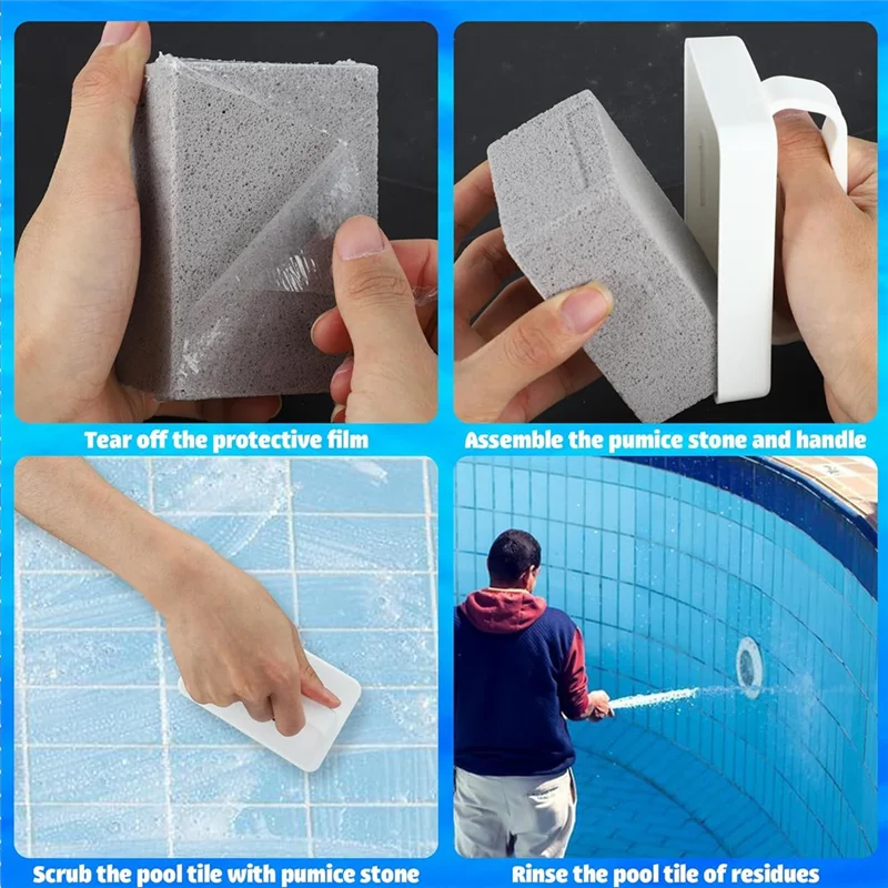 ABGH-Swimming Pool & Spa Tile Cleaning Kit: 6 Handheld Pumice Stones With Comfort Handles
