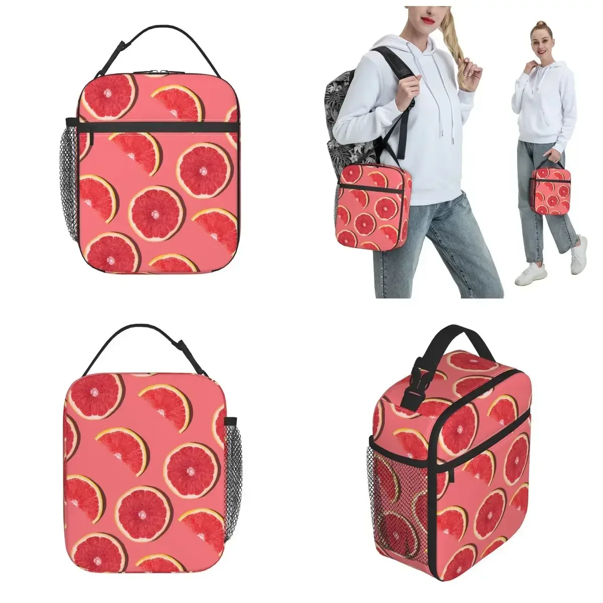 Fresh Red Grapefruit Merch Insulated Lunch Bag Work Food Box Portable Unique Design Cooler Thermal Lunch Box