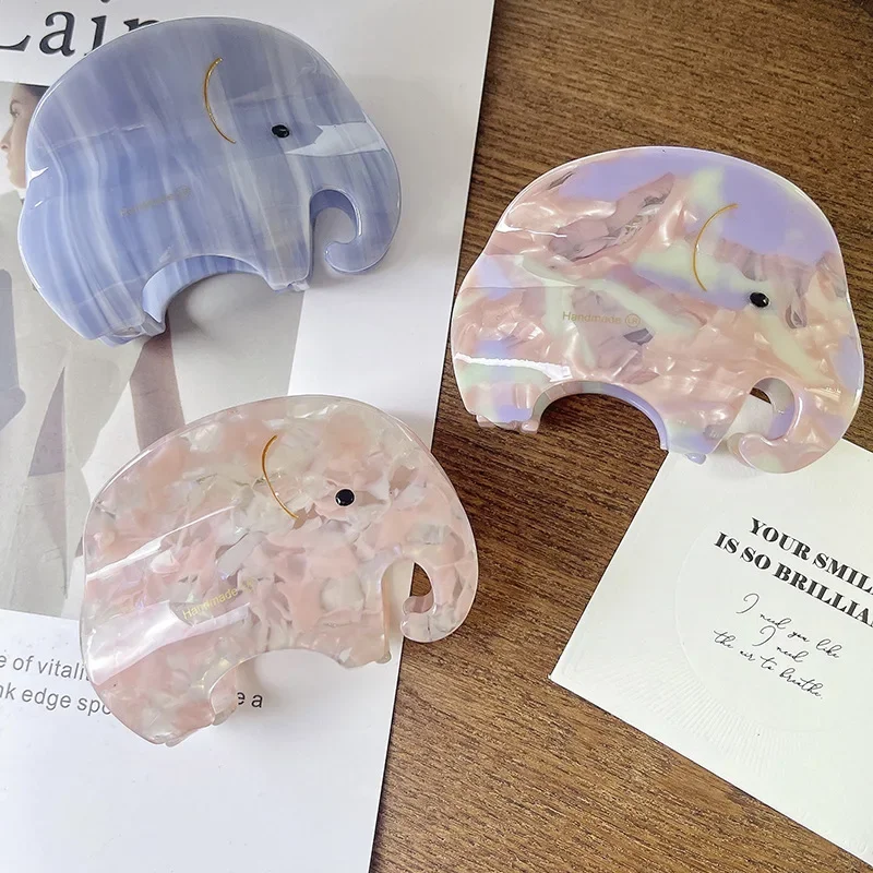 Duoshang bonito dos desenhos animados colorido elefante garra de cabelo acetato garra clipes série animal caranguejo grampos de cabelo para mulheres acessórios para o cabelo