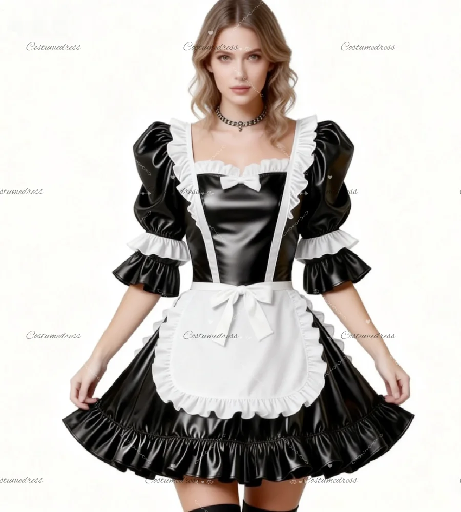 

Elegant Black And White Maid Dress 2026 A Line Mini Short Costume Evening Dress Puff Sleeve Witchy Halloween Birthday Dress Chic