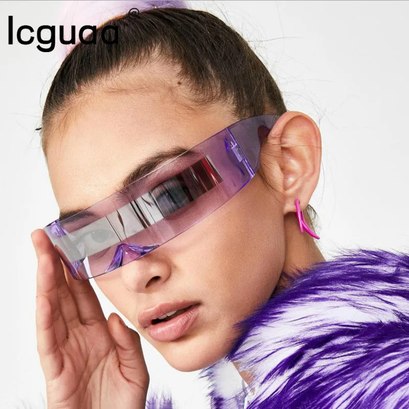 Brand Desinger Men's Women's Sun Glasses 2022 New One Pieces Google Mirrored Future Gothic Rimless Sunglasses Women