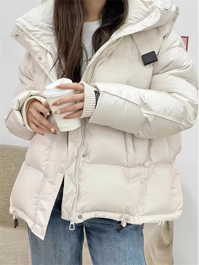 2025 New Winter Women's Hooded Puffer Cotton Jacket Hooded Thicken Warm Short Parkas Female Casual Versatile Snow Outwear
