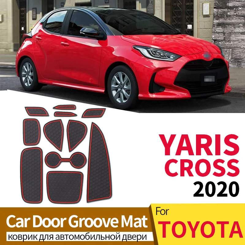 For Toyota YARIS CROSS 2020  Anti-Slip Gate Slot Cup Mat Door Groove Non-slip Pad Interior Car-styling Accessories