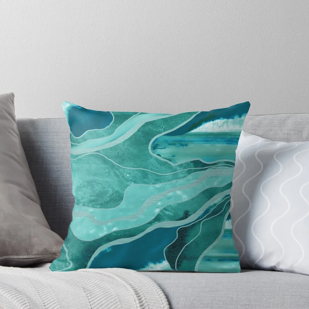 

Soft Turquoise Teal Marble Agate Glam #1 #decor #art Throw Pillow luxury sofa pillows Cushion Cover Luxury pillow