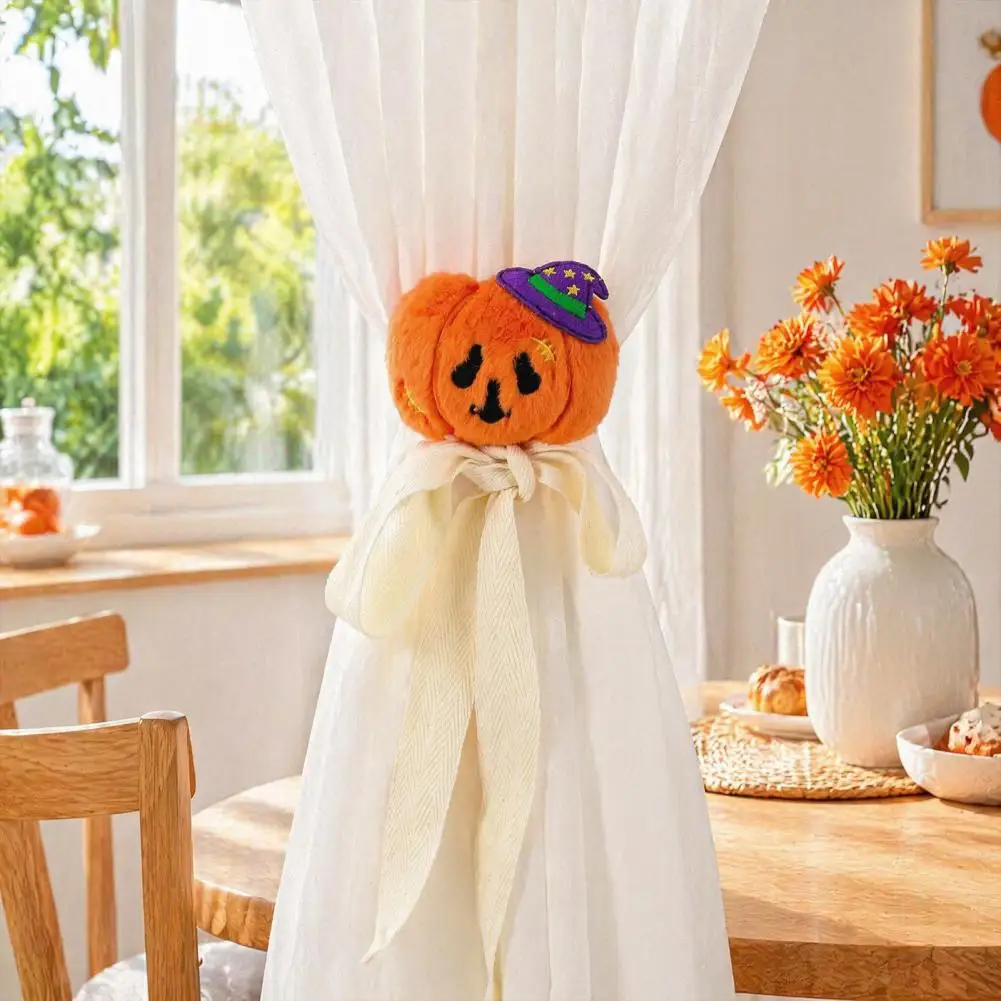 Witch Hat Curtain Holders Halloween Curtain Tiebacks Funny Witch Hat Pumpkin Ghost Straps Adjustable Window Holdbacks for Party