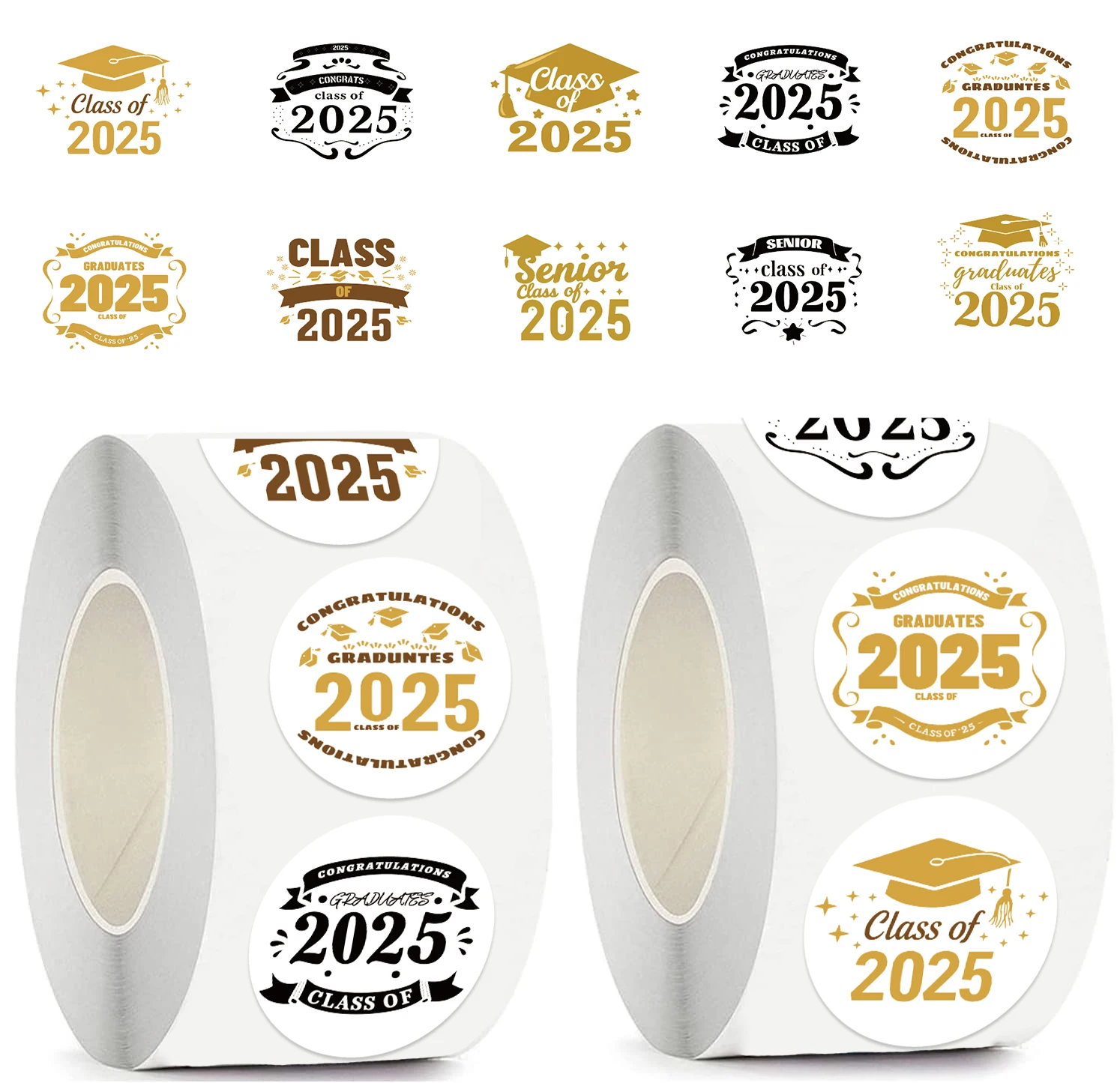500 Stück 2025, Abschlusssaison-Aufkleber, Rolle, Vinyl-Aufkleber für Flasche, Laptop, Skateboard, Telefon, Aufkleber, Geschenke für Erwachsene