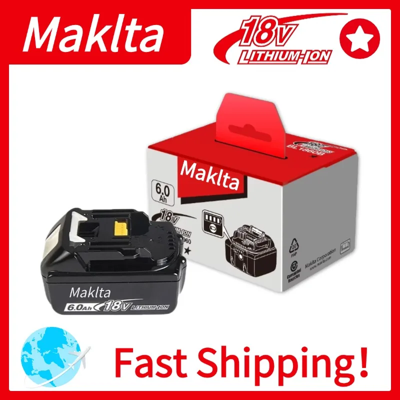 

Original Batterie for Makita 18V, for Makita 18V Battery 6Ah High Efficiency, Works with Grinders and Sanders.⚡