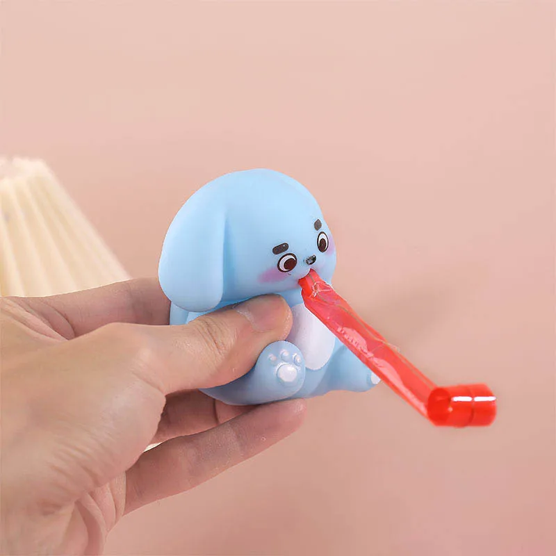 Schattige puppy kip varken stress knijpspeeltje dier knijpspeeltje oprollen tong konijntje zintuiglijke knijpen fidget speelgoed ontspannen geschenken