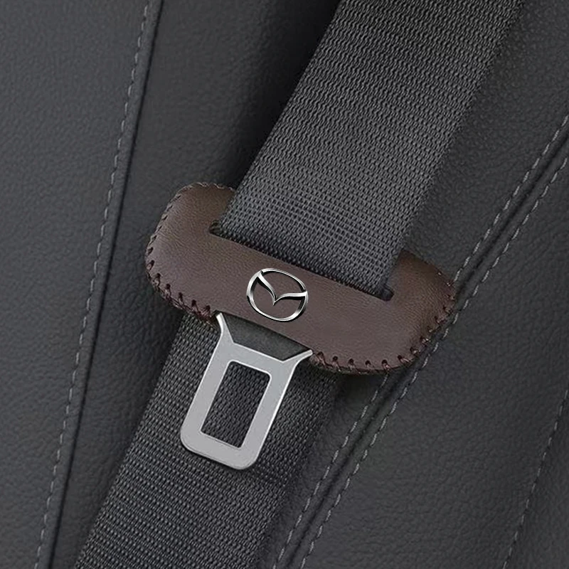 2pcs Car Seat Belt Buckle Cover Leather Protector Anti-collision Case For Mazda RX8 RX7 MX3 Axela Atenza MX5 CX9 CX7 SKYACTIV