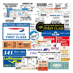 30PCS Boarding Pass Air Tickets Graffiti Stickers DIY Travel Luggage Guitar Laptop Waterproof Classic Cool Stickers Kid Toy