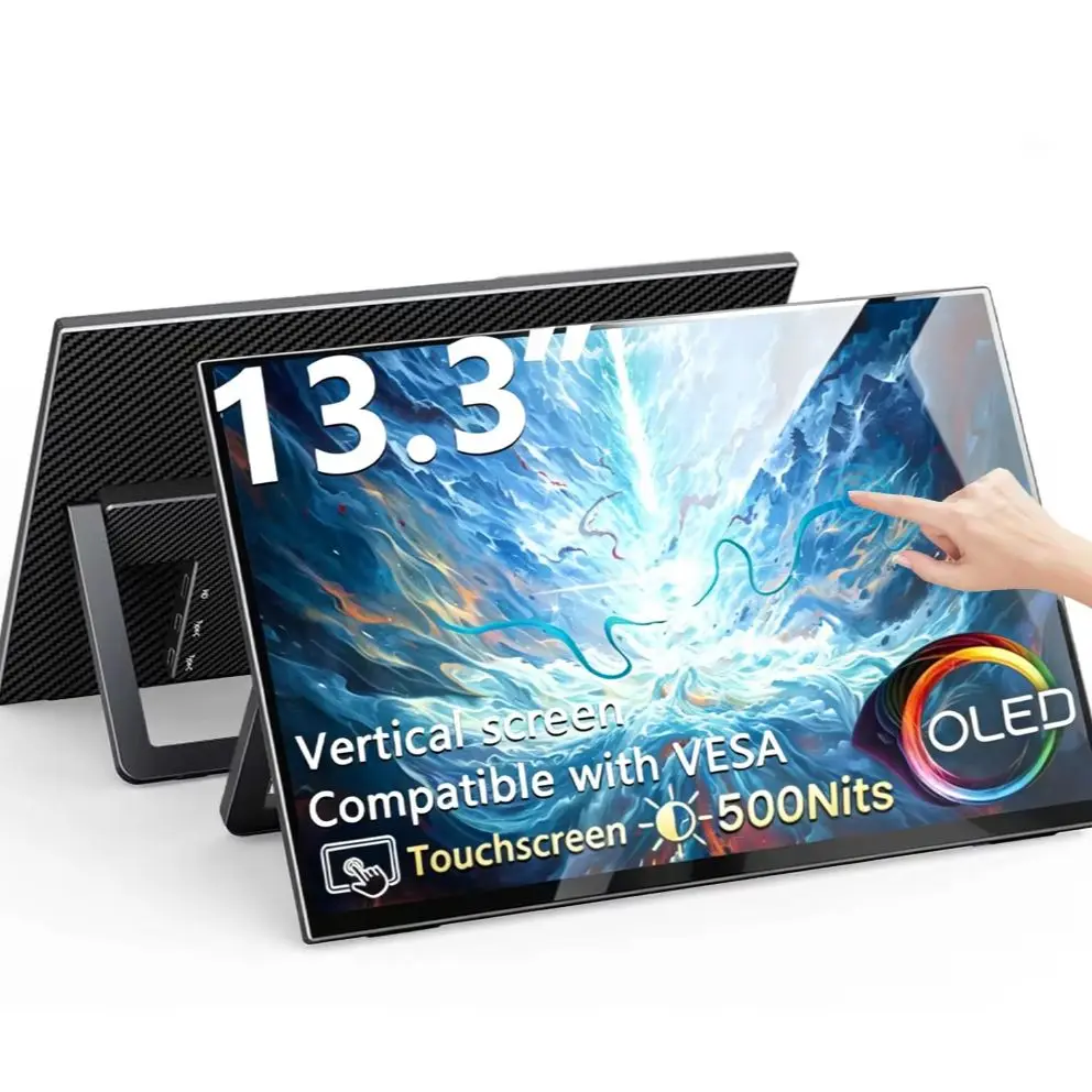 13.3 Inch Portable Monitor OLED FHD 1080P USB-C HDMI Touch Screen Display for Laptop PC Phone Mac Xbox