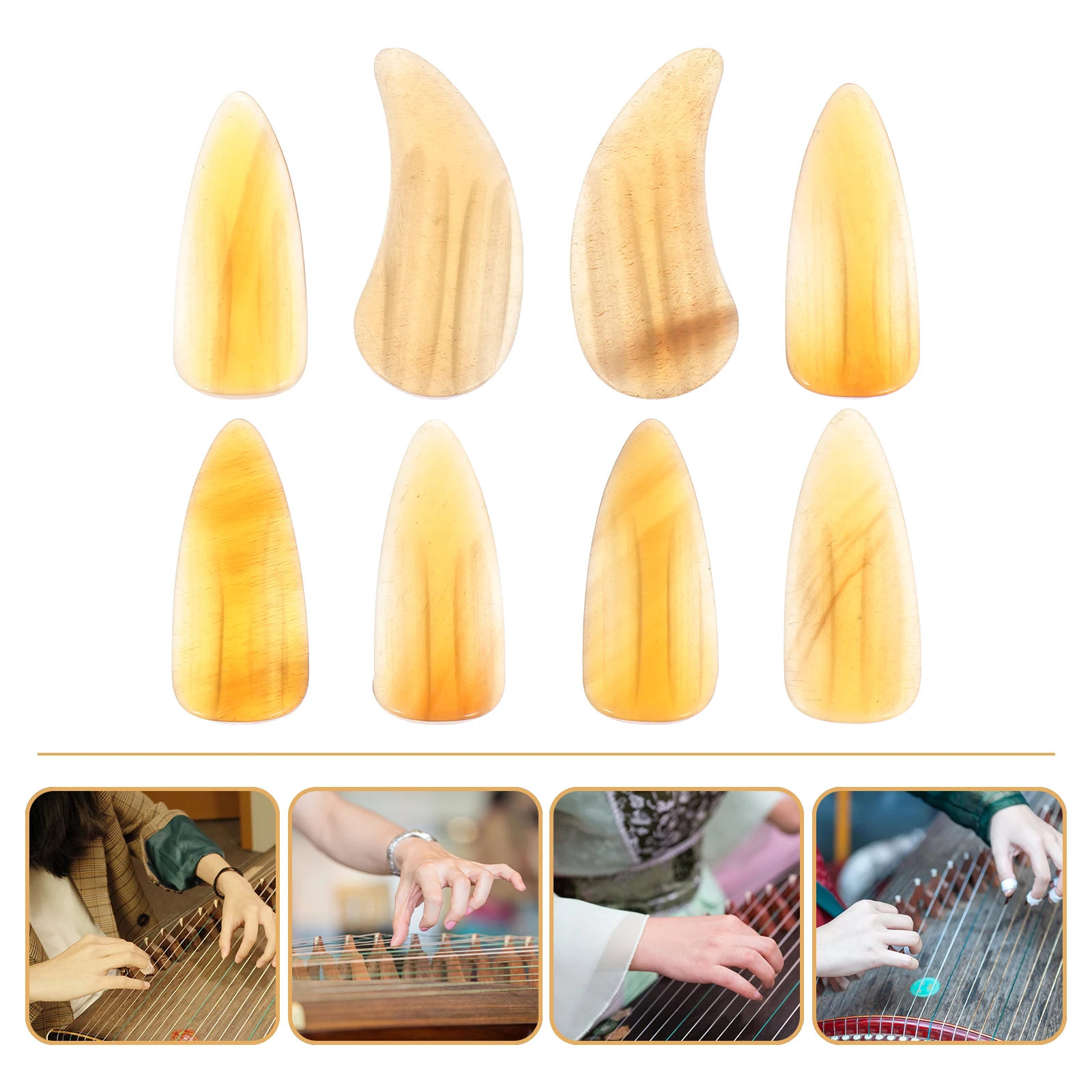 

8 Pcs Guzheng Nails Covers Protective Fake Finger Pick Yellow Tips Protectors Child