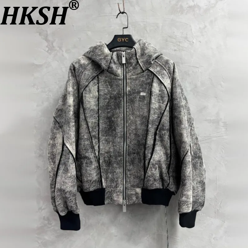 

HKSH Осень Зима Новые Мужчины Прилив Панк Нишевый Дизайн Модная Лоскутная Куртка С Капюшоном Waste Land Флисовое Пальто Свободное Повседневное Ins HK14859