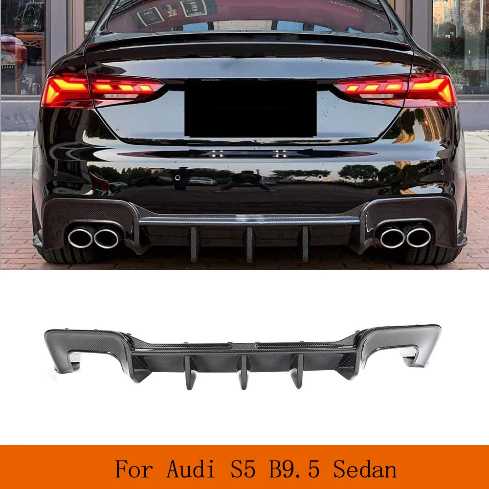

Для Audi S5 B9.5 2020-2023 настоящий автомобильный задний бампер из углеродного волокна, диффузор для губ, спойлер, задний бампер автомобиля, диффузор, спойлер для губ