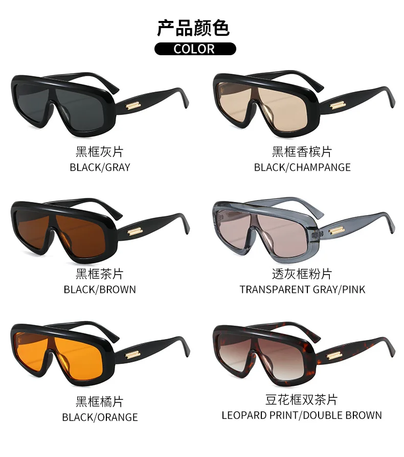 Vintage One-Piece Quadratische Sonnenbrille für Damen Neue Mode Schwarze Verlaufsgläser Übergroße Sonnenbrille für Herren Retro Gestreifte Fahrbrille – Detail 12