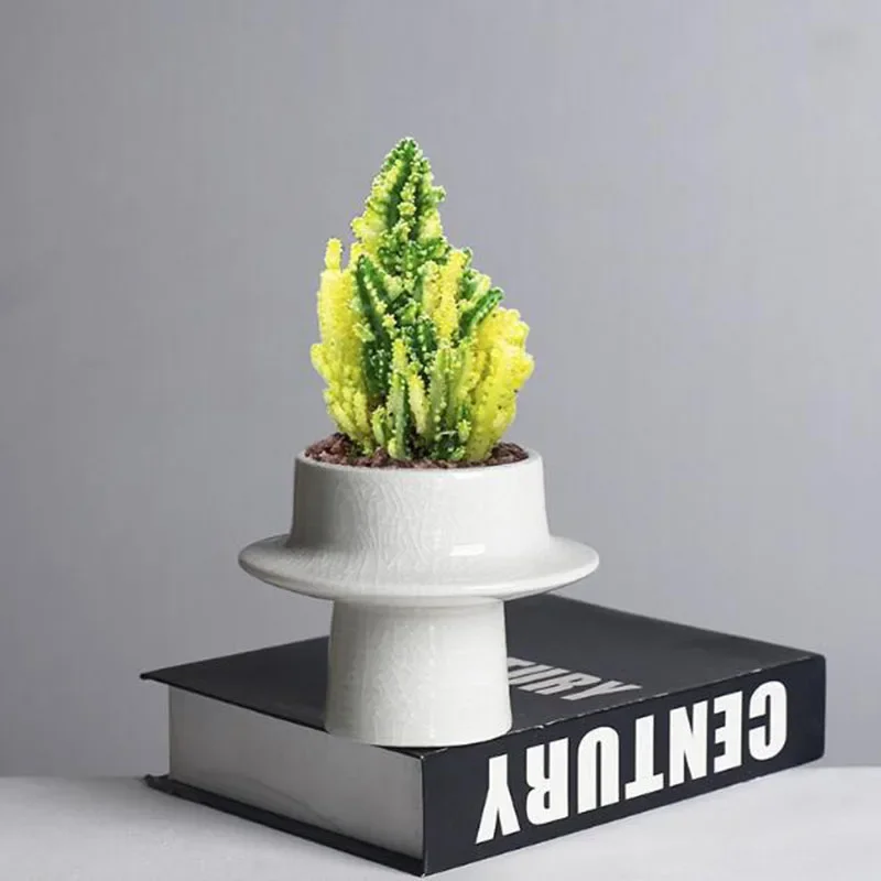Ceramic Succulent Flower Pot Ceramic Plant Pot with A Drainage Hole Ice Crack Crafts Art Desktop Bonsai Vase Home Decor