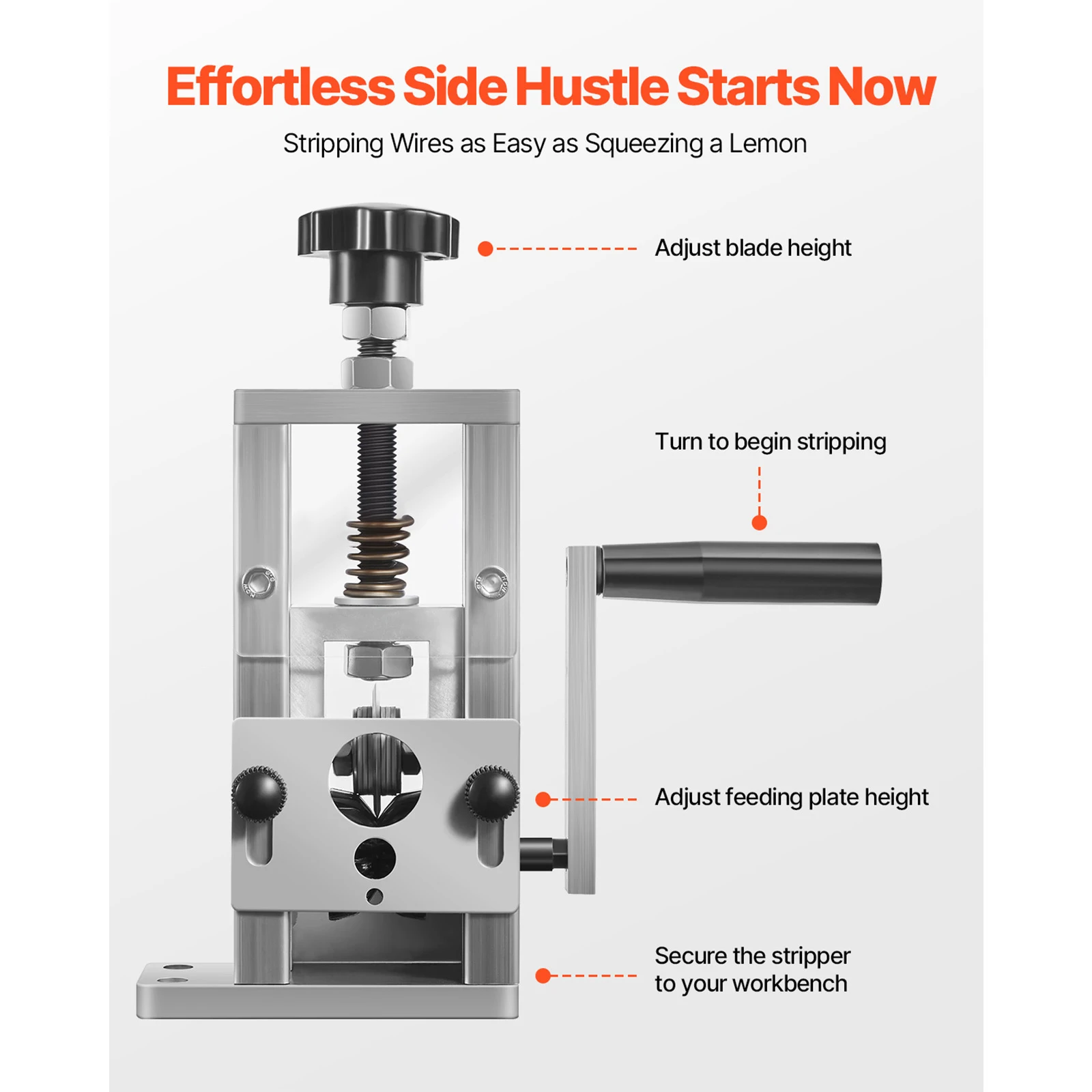 ماكينة تجريد الأسلاك اليدوية بإطار من سبائك الألومنيوم من SucceBuy بقدرة 0.06-1 في كرنك اليد أو مثقاب مدعوم لإعادة تدوير خردة النحاس