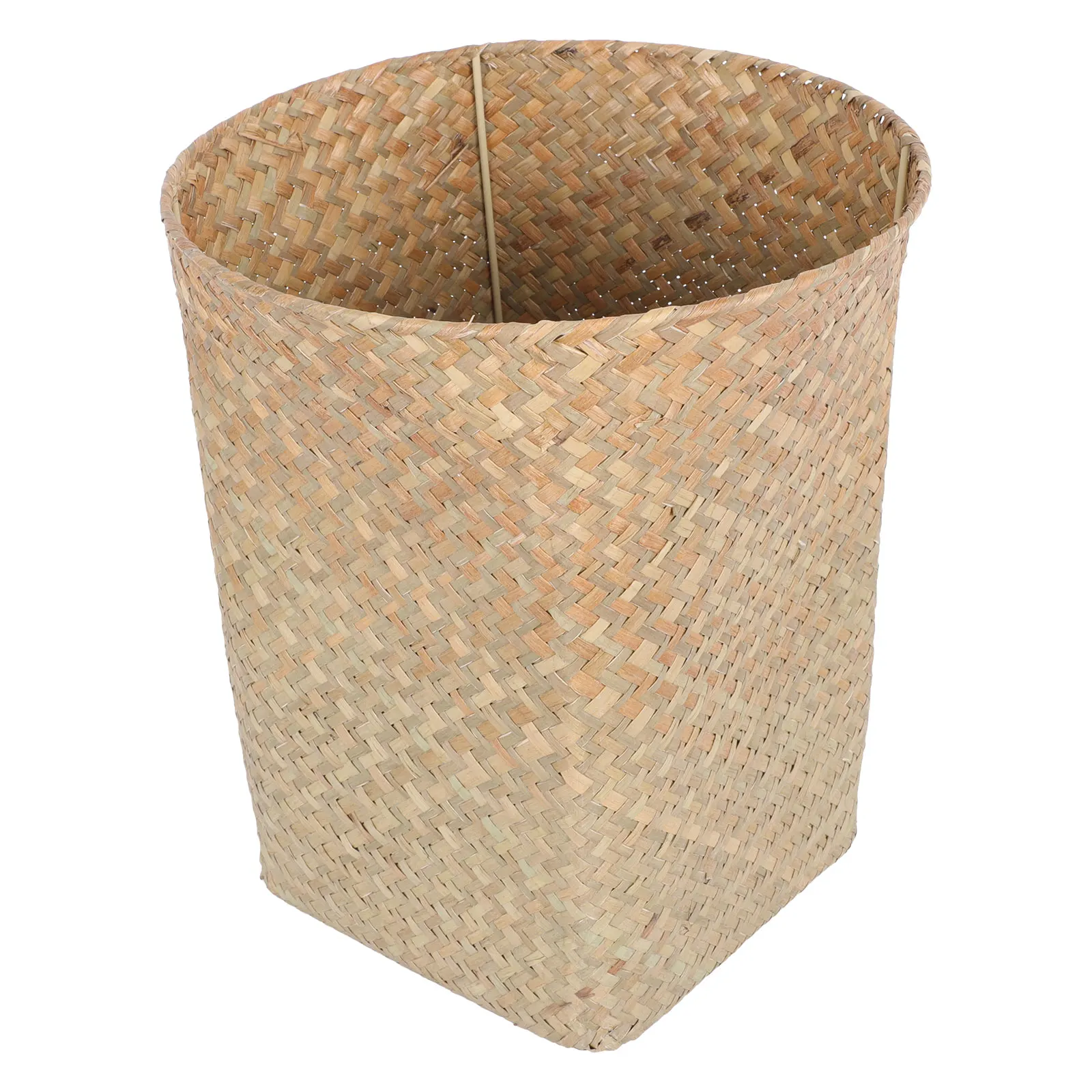 

Basket Storage Natural Waste Paper Woven Treccia Straw Wicker Trash Contenitore Bathroom Boho Office