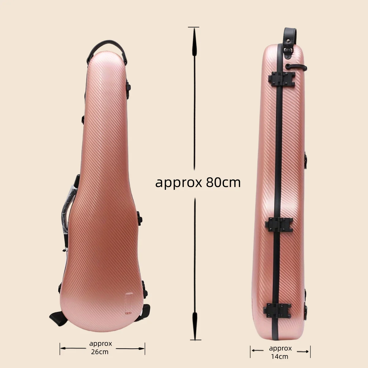 Violin Case 4/4 Full size Carbon Fiber Hard Shell New Violin Box Strong Case Protect Rose Gold Durable