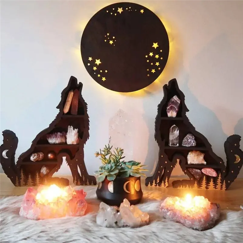 

ABWP-Wooden Essential Oil Storage Rack Wall Hanging Decor Living Room Organizer Ornaments