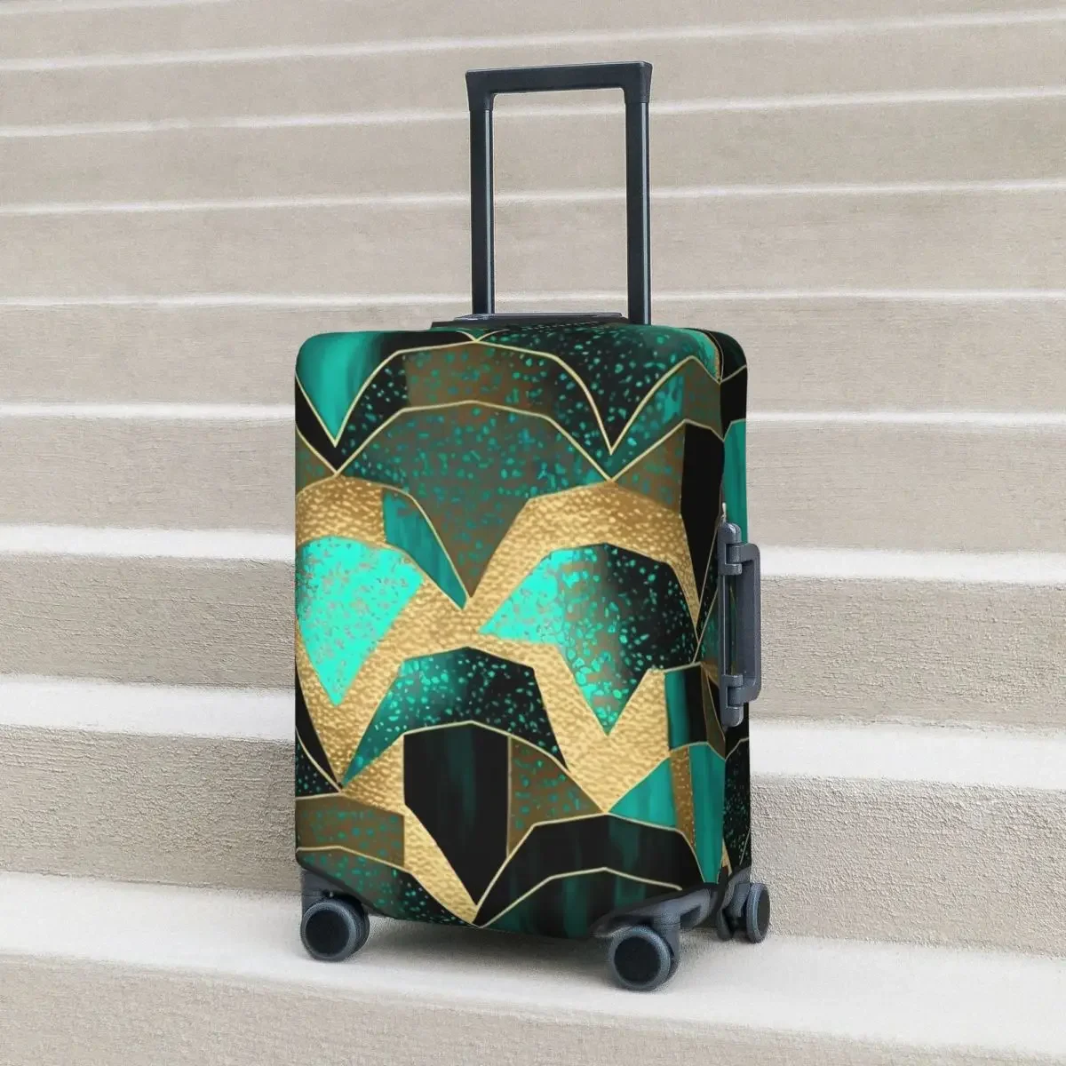 Art Vintage Geometric Suitcase Cover Turquoise Scales Business Protector Holiday Practical Luggage Supplies