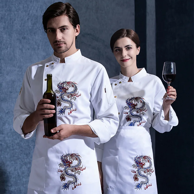 

Chef Uniform Autumn and Winter Hotel Restaurant Workwear Kitchen Clothing Baking Clothes Long Sleeve Kitchen Workwear Men