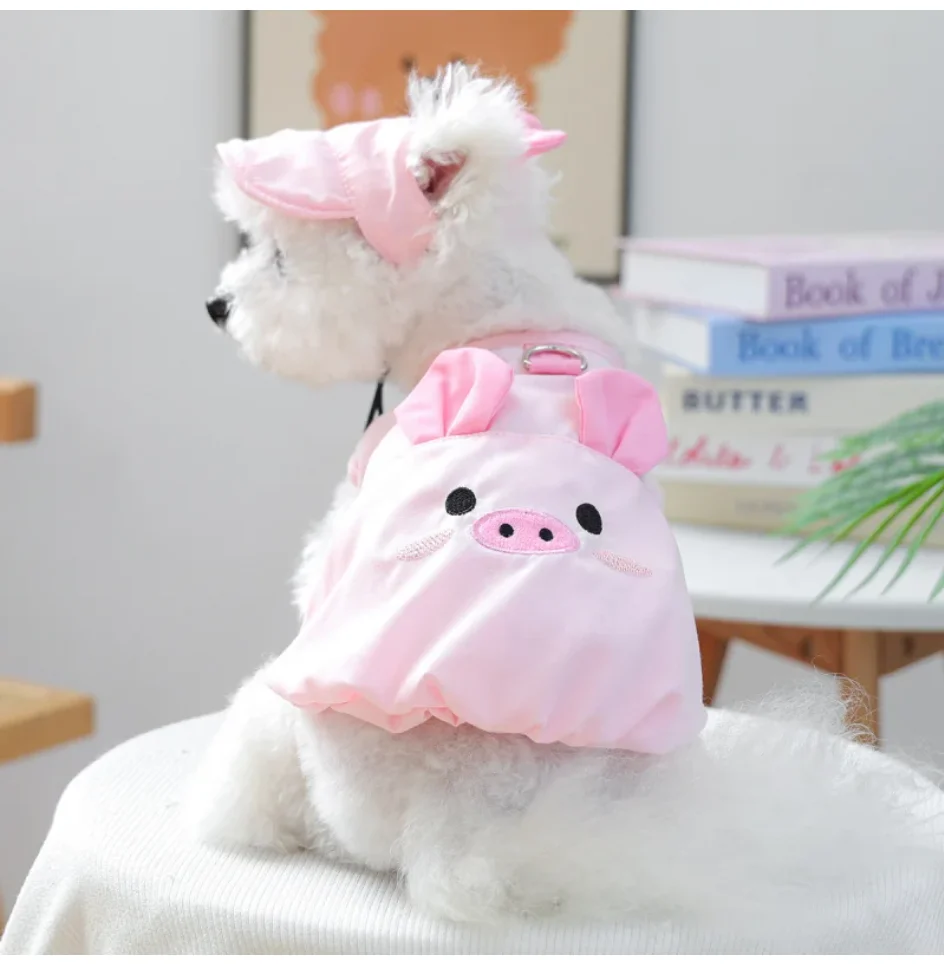 

Pink Pig Sun Hat, Cute Cartoon Puppy Clothes with Matching Set, Pet Costume Outfit for Small Medium Dogs