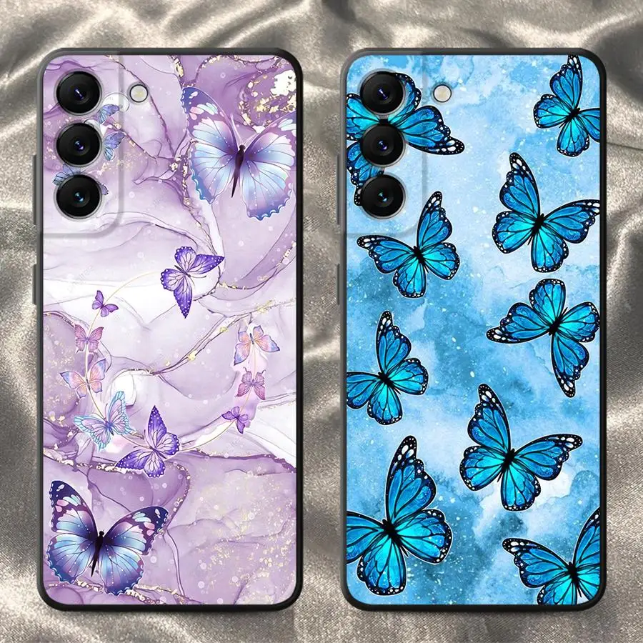 Phone Cover Case for Samsung Galaxy A35 A13 A14 A34 A16 A15 A11 A12 A24 A22 A52 A51 A36 A26 Marble Butterfly