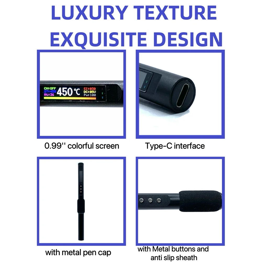 

Паяльник L210C 100 Вт с USB PD, корпус из алюминиевого сплава, черный, портативный дизайн, быстро нагревается до 450°C, поддерживает жала серии 210