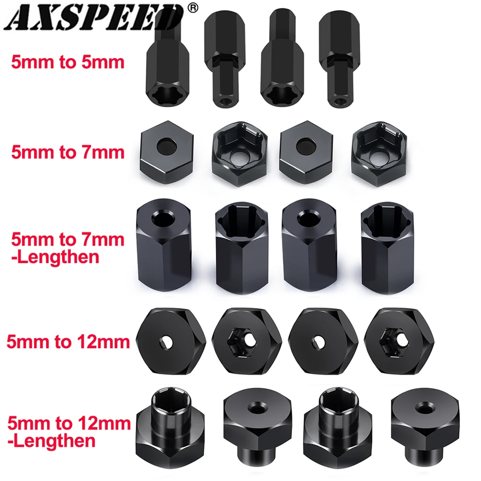 AXSPEED メタル 5mm から 7mm 六角ホイールハブアダプター 5mm から