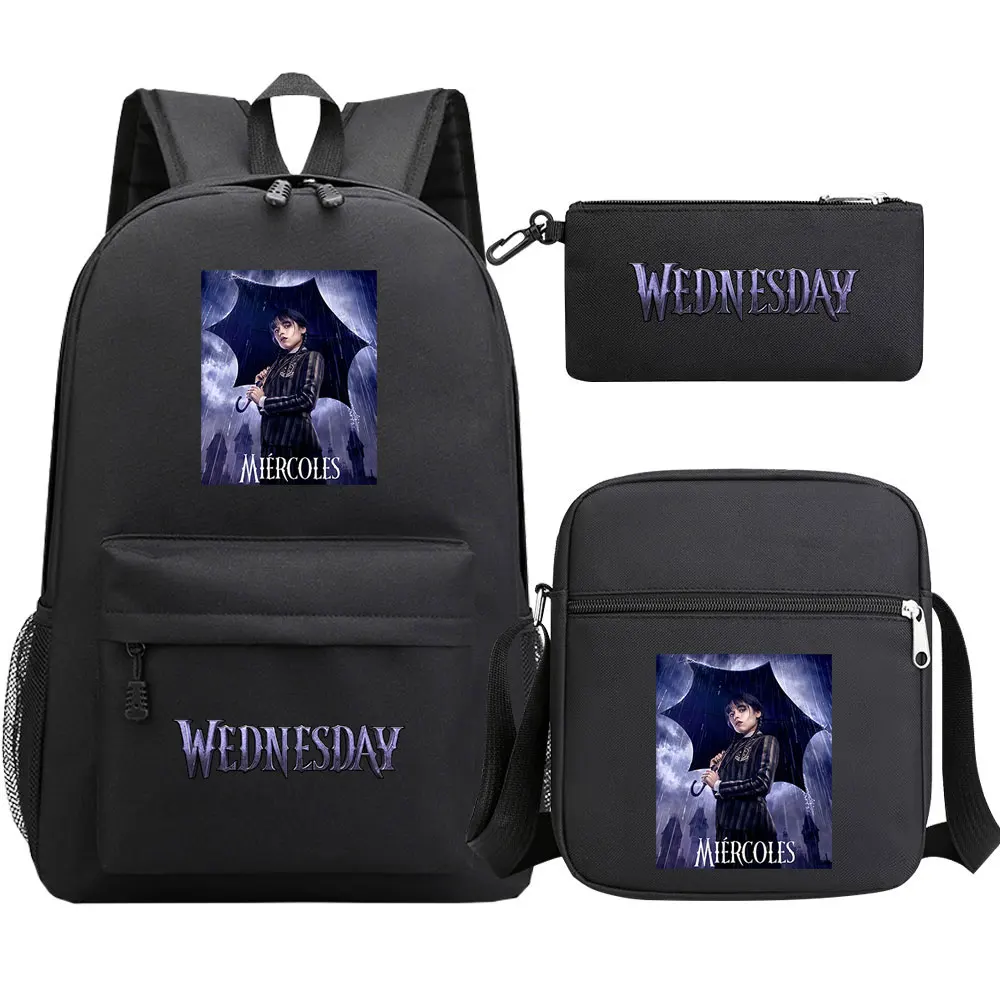 Wednesday Addams School Backpack Sets Kids Book Bags Cartoon 3D Prints Primary Daypack Teenager Boys Girls Fashion Mochila