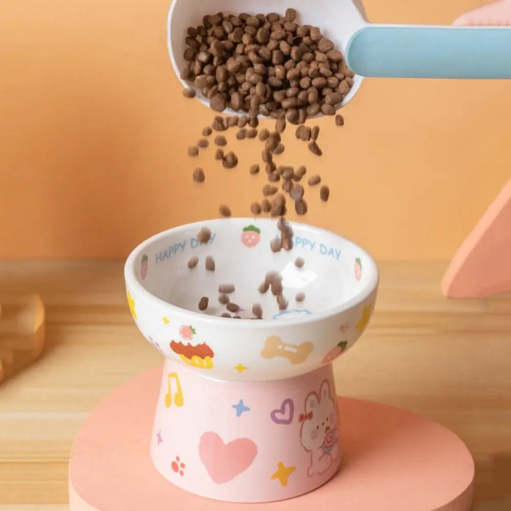 

Food Dispenser Ceramic Cat Bowl Creative Cute Dog Food Feeding Basin Large Capacity Non-slip Pet Drinking Feeder Water Container